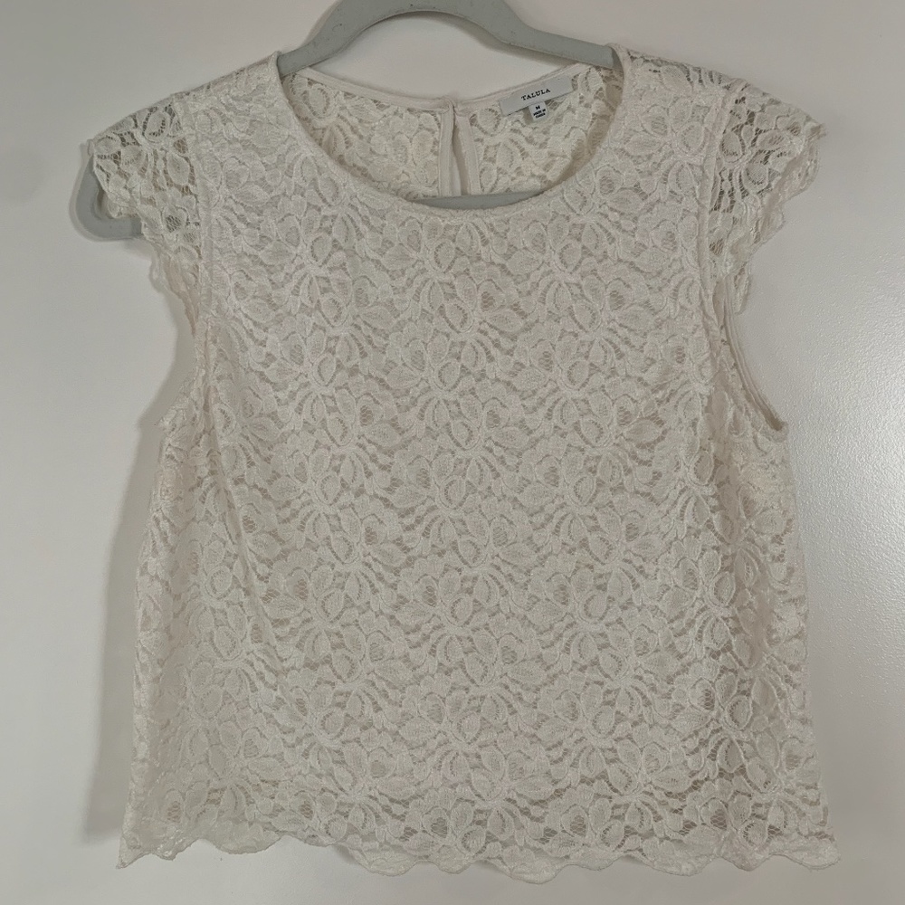 Talula by Aritzia white lacy top